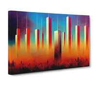 Carefree Abstract Skyscrapers Canvas Wall Art Print Ready to Hang, Framed Picture for Living Room Bedroom Home Office Décor, 30x20 Inch (76x50 cm)