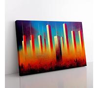 Carefree Abstract Skyscrapers Canvas Wall Art Print Ready to Hang, Framed Picture for Living Room Bedroom Home Office Décor, 60x40 cm (24x16 Inch)