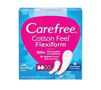 Carefree Cotton Feel Flexiform Pantyliners with Fresh Fragrance (Pack of 56), 100% Breathable with Long-Lasting Fresh Feeling, Size Normal