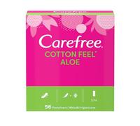 Carefree Cotton Feel Panty Liners with Aloe Vera (1x Pack of 56), Soft and Comfortable Panty Liners for Women for Daily Use, Long-Lasting Freshness, 100% Air Breathable Underwear Protection