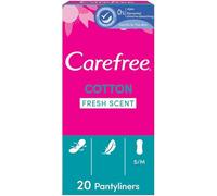 Carefree Cotton Fresh Scent Pantyliners, Soft and Thin, Individually Wrapped, Gentle on Skin, Box of 20