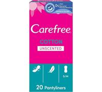 Carefree Cotton Unscented Pantyliners, Thin and Discreet, Individually Wrapped, Gentle on Skin, S/M, Box of 20