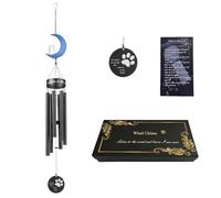 Carefree Fish Cat on Moon 2IN1 Wind Chime 43Inch Music Metal Wind Bell Tube Garden Decor