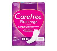 Carefree Pantiliners Plus Large Unscented Pack of 48 Super Absorbent Pantiliners to Lock Liquids Immediately Up to 100% Odour Neutralisation