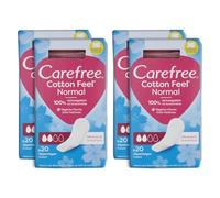 Carefree Panty Liners Cotton Feel Normal Unscented Air Breathable Individually Wrapped for On-The-Go Use Super Absorbent Lock in Liquids Instantly (Pack of 4x20 = 80 Liners)
