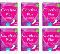 Carefree Plus Large Pantyliners with Fresh Fragrance (6 x 48 Pieces), Super Absorbent to Instantly Lock Liquids, Size Plus Large