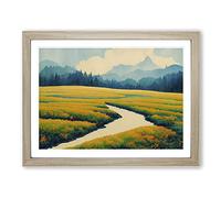 Carefree Spring Meadow Landscape H1022 Framed Print for Living Room Bedroom Home Office Décor, Wall Art Picture Ready to Hang, Oak A2 Frame (64 x 46 cm)