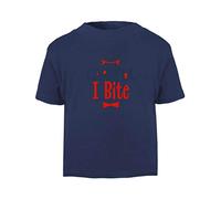Careful I Bite Vampire Halloween Statement Short Sleeve Cotton Toddler t Shirt, 3-4 Years, Navy