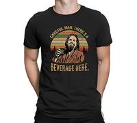Careful Man There's A Beverage Here The Dude Big Lebowski Vintage Men's T-Shirt Black