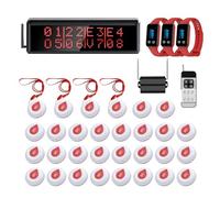 Caregiver Pager System 1600+ Ft Wireless Calling System Caregiver Call Button with 1 Display Screen/3 Waterproof Watch Pagers/30 Call Buttons/1 Signal Amplifier for Clinic/Hospital/Nurses Station/Home