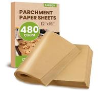 CAREGY 480Pcs Unbleached Parchment Paper Sheets, 12 x 16 Inch,Precut Non-Stick Parchment Paper for Baking,Cooking, Grilling, Air Fryer and Steaming,Fit for Half Sheet Pans