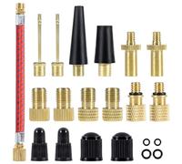 Carehabi Bicycle Valve Adapter Set, 21 Pieces Bicycle Valves Adapter Kit with SV DV AV Adapter, Ball Needles, Cone Adapter, Seals, Valve Caps, Pump Adapter for Bicycles, French Valve
