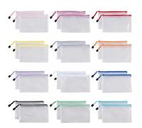 Carehabi Document Wallet A6, Pack of 24, Waterproof with Zip, Mesh Plastic Zip Bags for File, Paper, Documents, Travel, Cosmetics