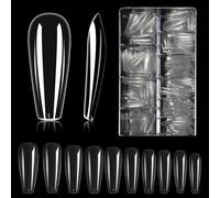 Carehabi Nail Tips, 500 Pieces False Nail Acrylic Artificial Nail Tips with Storage Case for Nail Salons and DIY Nail Art at Home 10 Sizes