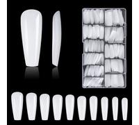 Carehabi Nail Tips, Pack of 500 False Nail Acrylic Artificial Nail Tips with Storage Case for Nail Salons and DIY Nail Art at Home, 10 Sizes (White)