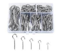 Carehabi Screw Hooks Set, 115 Pieces, Metal, Ceiling Hooks with Wood Thread, Screw in Hooks for Hanging Plants, Tea Cups and Keys