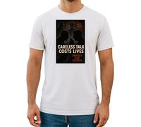 Careless Talk Costs Lives WWII Vintage Propaganda T-Shirt ww2 (World war 2) tee (UK, Alpha, S, Regular, Regular, White)