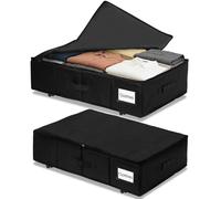CareLoom 2Pack Under Bed Storage on Wheels, Rolling Underbed Storage Boxes with Lids and Label, Large Under Bed Drawers Bins with Handles, Space Saving Underbed Organiser Basket for Clothes,Shoes,Book