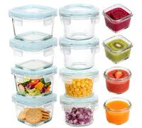 CareLoom 8PCS Small Glass Containers with Lids, 180ml/6oz No-Spill Glass Food Containers Freezer Storage Boxes, Round Square Thick Snack Jars Snack Pots for Meal Prep, Dishwasher Microwave Safe