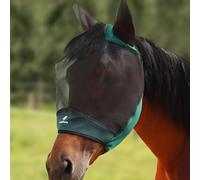 CareMaster Horse Fly Mask Large Space Breathable UV Protection Equine Mask with Reflective Features on Ears Hunter Green L