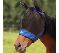 CareMaster Horse Fly Mask Large Space Breathable UV Protection Equine Mask with Reflective Features on Ears Royal Blue M