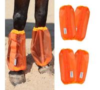 CareMaster Universal Size Horse Leggings Fine Mesh Horse Fly Boots Greatly Reduce Stomping Breathable Horse Boots Leg Wraps (Set of 4) Orange