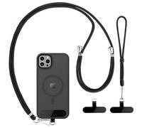 Caremore 2 x Phone Belt - 1 x Adjustable Neck Belt, 1 x Wrist Belt, 2 Durable Black Patches, Multifunctional Compatible with Most Smartphones (Black)