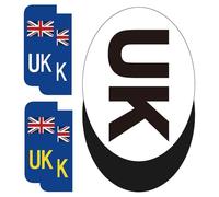 Caremore 6Pcs UK Car Stickers for Europe,Magnetic UK Car Badge,2Pcs UK Magnetic Car Sticker + 4Pcs Self-Adhesive UK Number Plate Stickers, Strong Adsorption, Reusable.