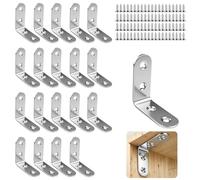 Caremore Angle Brackets for Wood Corner Bracket Galvanised,20PCS L Shaped Brackets for Heavy Duty Furniture Fixing & Reinforcement,Corner Braces 90 Degree 40x40x1.8mm Thick, with 80 Iron Screws