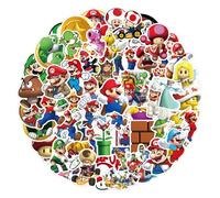 CAREOR 100Pcs Cartoon Marrio Stickers, Vinyl Waterproof Kawaii Mari Stickers for Teens Office Workers Crafts Gifts Laptop Bottles Envelopes Snowboard