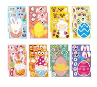 CAREOR 16 Sheets Easter Window Stickers Clings for Crafts, Easter Bunny Dress Up Sticker Eggs Theme Stickers, Great Gifts for Home Office Shop Window (Style A)