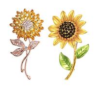 CAREOR 2 Pack Elegant Sunflower Green Leaf Clothes Accessories Brooch Pin Lapel Pin Jewelry for Women Girls Clothing Accessories