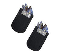 CAREOR 2 Pack Mens Pocket Square & Card Holder, Black Microfiber with Elastic Locking Suit Jackets Handkerchief Pocket Square Holder, 12.4 x 8.4 x 0.5 cm