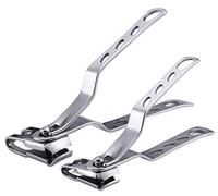 CAREOR 2 Pack Nail Clippers with 360-Degree Rotating Head - Stainless Steel Fingernails and Toenails Cutter Lagre and Small Sizes (Silver)