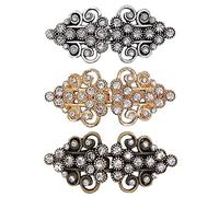 CAREOR 3 Pair Vintage Sweater Swirl Clip Cape Cloak Clasp Fasteners Sew On Hooks Eyes Cardigan Clip Retro Cardigan Clip Shawl Collar Clasp Dress Shirt Brooch Clip for Girl Women (Style 2)