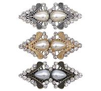 CAREOR 3 Pair Vintage Sweater Swirl Clip Cape Cloak Clasp Fasteners Sew On Hooks Eyes Cardigan Clip Retro Cardigan Clip Shawl Collar Clasp Dress Shirt Brooch Clip for Girl Women (Style 3)