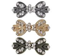 CAREOR 3 Pair Vintage Sweater Swirl Clip Cape Cloak Clasp Fasteners Sew On Hooks Eyes Cardigan Clip Retro Cardigan Clip Shawl Collar Clasp Dress Shirt Brooch Clip for Girl Women (Style 4)