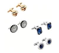 CAREOR 4 Pairs Cufflinks for Men, Personalised Classic Tone Cuff Links Set, Custom Sleeve Button Classic Tone Dress Shirt Accessories for Wedding Business Graduation Gift