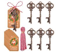 CAREOR 6PCS Santa's Magic Key Set - Christmas Ornaments & Decorations for Tree & Fireplace, Santa Claus Bottle Opener & Keychain