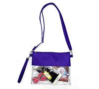 CAREOR Clear Tote Bag - Adjustable Cross-Body Strap Bag, NFL approved Clear Vinyl Bag Gameday Crossbody Purse Bag with Zipper Closure for Work School Sports Games (Purple)