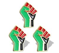 CAREOR Free Palestine Palestinian Fist Pin Flag Badge Lapel - Palestine National Alloy Enamel Badge Armband for Clothes Bag Hat Collar Jewelry Accessories (3 Pack Big Fist)
