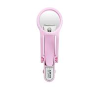 CAREOR Nail Clippers with Magnifying Glass Stainless Steel Fingernails & Toenails Clippers for Elderly,Professional Nail Trimmer Reduce Eye Strain (Pink)
