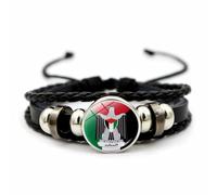 CAREOR Palestine Flag Braided Bracelet, Free Palestinian Versatile Woven Beaded Wristband, Palestine National Flag Leather Bracelet Jewelry Gift for Men Women (E)