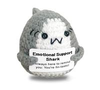 CAREOR Positive Shark, Mini Knitted Decor Positive Crochet Animals Emotional Support Inspirational Motivational Encouragement Gift Party Decoration (Gray)