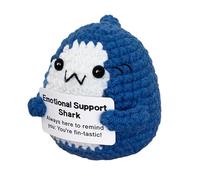 CAREOR Positive Shark, Mini Knitted Shark, Crochet Animal, Emotional Support, Motivational Gift, Party Decoration (Blue)