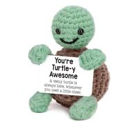 CAREOR Positive Turtle, Mini Knitted Knit Animals Emotional Support Inspirational Motivational Encouragement Gift Party Decoration