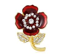 CAREOR Red Poppy Flower Brooch Pin, Vintage Remembrance Day Awareness Poppy Flower Lapel Pins Lest We Forget Badges, Symbolic Memorial Gift for Women Men