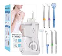 Carepik Water Dental Flosser for Teeth/Braces, Water Teeth Cleaner 8 Jet Tips and 10 Pressure Levels, 700ML Large Water Tank Oral Irrigator for Family