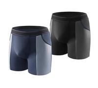 Carer 2 Pack Bamboo Men's Incontinence Boxer Briefs Lightweight Breathable Incontinence Pants for Men with 100 ML Absorbent Pad Prevents Bladder Leaks Designed for Mild Incontinence Black & Blue L