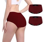 Carer 2 Pack Washable Incontinence Underwear for Women 150ml Absorbency Reusable Leakproof Womens Incontinence Panties for Incontinence Bladder Leak Wine Red 2XL